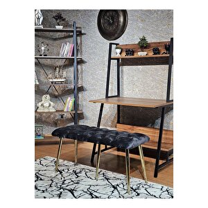 Gold Metal Füme Oturaklı Sivriltme Ayaklı Babyface Puf & Bench & Oturak