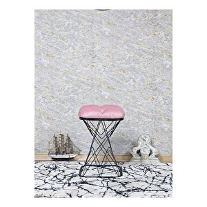 Kare Siyah Boyalı Pembe Puf & Bench Puf Oturak - Bench - Ayak Ucu Oturak - Tabure - Makyaj Oturak