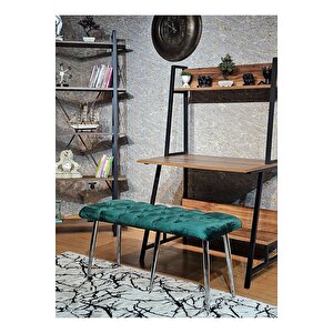 Krom Metal Yeşil Oturaklı Sivriltme Ayaklı Babyface Puf & Bench & Oturak