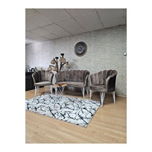 Beyaz Boyalı Tel Ayak Papatya Çay Seti Koltuk Takımı , Balkon, Salon, Ofis, Cafe Koltuk Takımı