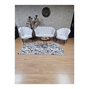 Siyah  Boyalı Tel Ayak Papatya Çay Seti Koltuk Takımı , Balkon, Salon, Ofis, Cafe Koltuk Takımı