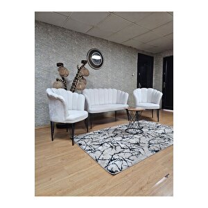 Siyah  Boyalı Tel Ayak Papatya Çay Seti Koltuk Takımı , Balkon, Salon, Ofis, Cafe Koltuk Takımı
