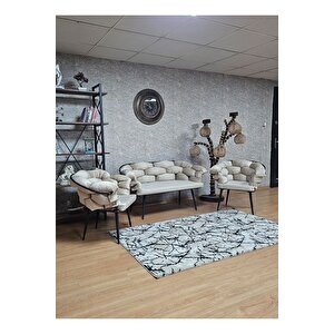 Siyah Boyalı - Bej Döşeme | Balon Çay Seti | Balkon Koltuk | Berjer | Balkon Çay Seti
