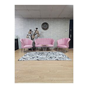 Papatya Çay Seti Koltuk Takımı Krom Sivriltme Ayak, Balkon, Salon, Ofis, Cafe Koltuk Takımı