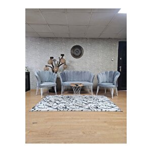 Beyaz Boyalı Tel Ayak Papatya Çay Seti Koltuk Takımı , Balkon, Salon, Ofis, Cafe Koltuk Takımı
