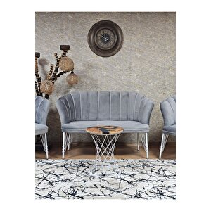 Beyaz Boyalı Tel Ayak Papatya Çay Seti Koltuk Takımı , Balkon, Salon, Ofis, Cafe Koltuk Takımı