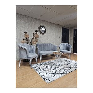 Beyaz Boyalı Tel Ayak Papatya Çay Seti Koltuk Takımı , Balkon, Salon, Ofis, Cafe Koltuk Takımı