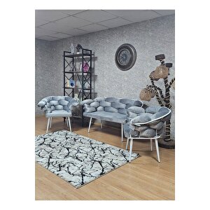 Beyaz Boyalı - Gri Döşeme | Balon Çay Seti | Balkon Koltuk | Berjer | Balkon Çay Seti