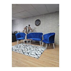 Beyaz Boyalı Tel Ayak Papatya Çay Seti Koltuk Takımı , Balkon, Salon, Ofis, Cafe Koltuk Takımı