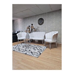 Krom  Kaplama  Tel Ayak Papatya Çay Seti Koltuk Takımı , Balkon, Salon, Ofis, Cafe Koltuk Takımı