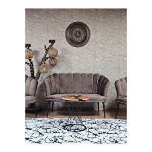 Papatya Çay Seti Koltuk Takımı Siyah Boyalı Sivriltme Ayak, Balkon, Salon, Ofis, Cafe Koltuk Takımı