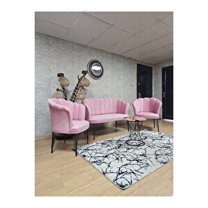 Siyah  Boyalı Tel Ayak Papatya Çay Seti Koltuk Takımı , Balkon, Salon, Ofis, Cafe Koltuk Takımı