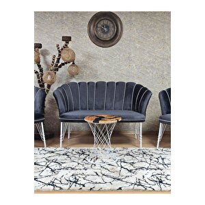 Beyaz Boyalı Tel Ayak Papatya Çay Seti Koltuk Takımı , Balkon, Salon, Ofis, Cafe Koltuk Takımı