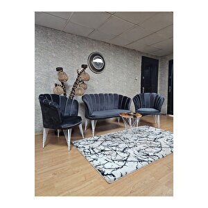 Beyaz Boyalı Tel Ayak Papatya Çay Seti Koltuk Takımı , Balkon, Salon, Ofis, Cafe Koltuk Takımı