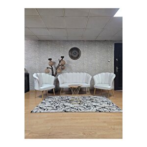 Papatya Çay Seti Koltuk Takımı Gold Sivriltme Ayak, Balkon, Salon, Ofis, Cafe Koltuk Takımı
