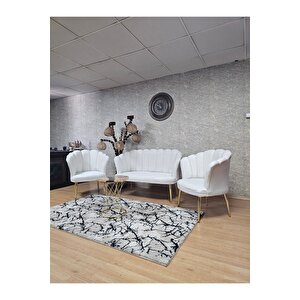 Papatya Çay Seti Koltuk Takımı Gold Sivriltme Ayak, Balkon, Salon, Ofis, Cafe Koltuk Takımı
