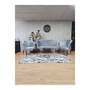 Siyah  Boyalı Tel Ayak Papatya Çay Seti Koltuk Takımı , Balkon, Salon, Ofis, Cafe Koltuk Takımı