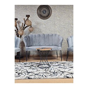 Siyah  Boyalı Tel Ayak Papatya Çay Seti Koltuk Takımı , Balkon, Salon, Ofis, Cafe Koltuk Takımı