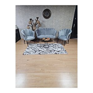 Siyah  Boyalı Tel Ayak Papatya Çay Seti Koltuk Takımı , Balkon, Salon, Ofis, Cafe Koltuk Takımı