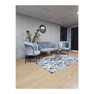 Siyah  Boyalı Tel Ayak Papatya Çay Seti Koltuk Takımı , Balkon, Salon, Ofis, Cafe Koltuk Takımı