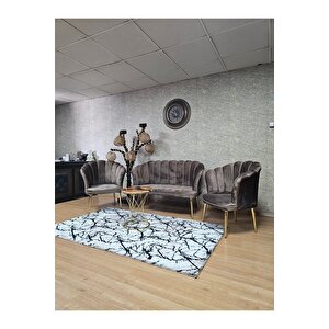Papatya Çay Seti Koltuk Takımı Gold Sivriltme Ayak, Balkon, Salon, Ofis, Cafe Koltuk Takımı