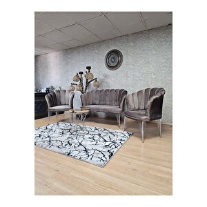 Krom  Kaplama  Tel Ayak Papatya Çay Seti Koltuk Takımı , Balkon, Salon, Ofis, Cafe Koltuk Takımı