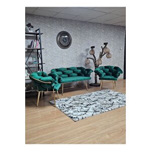 Gold Kaplama - Yeşil Döşeme | Balon Çay Seti | Balkon Koltuk | Berjer | Balkon Çay Seti