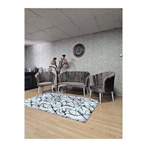 Papatya Çay Seti Koltuk Takımı Beyaz Boyalı Sivriltme Ayak, Balkon, Salon, Ofis, Cafe Koltuk Takımı