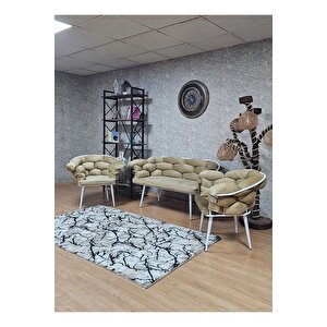 Beyaz Boyalı - Kapiçino Döşeme | Balon Çay Seti | Balkon Koltuk | Berjer | Balkon Çay Seti