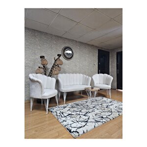 Beyaz Boyalı Tel Ayak Papatya Çay Seti Koltuk Takımı , Balkon, Salon, Ofis, Cafe Koltuk Takımı