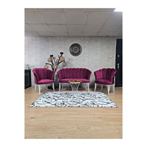 Beyaz Boyalı Tel Ayak Papatya Çay Seti Koltuk Takımı , Balkon, Salon, Ofis, Cafe Koltuk Takımı