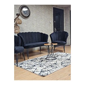 Siyah  Boyalı Tel Ayak Papatya Çay Seti Koltuk Takımı , Balkon, Salon, Ofis, Cafe Koltuk Takımı