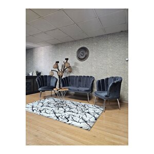 Papatya Çay Seti Koltuk Takımı Krom Sivriltme Ayak, Balkon, Salon, Ofis, Cafe Koltuk Takımı