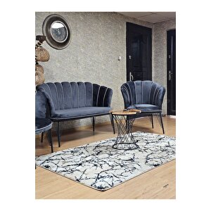 Siyah  Boyalı Tel Ayak Papatya Çay Seti Koltuk Takımı , Balkon, Salon, Ofis, Cafe Koltuk Takımı