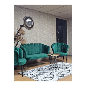 Papatya Çay Seti Koltuk Takımı Siyah Boyalı Sivriltme Ayak, Balkon, Salon, Ofis, Cafe Koltuk Takımı