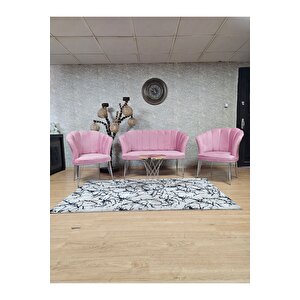 Krom  Kaplama  Tel Ayak Papatya Çay Seti Koltuk Takımı , Balkon, Salon, Ofis, Cafe Koltuk Takımı