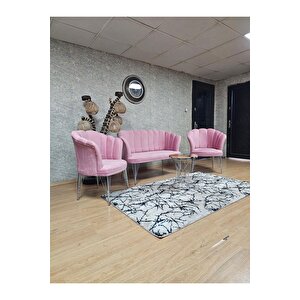 Krom  Kaplama  Tel Ayak Papatya Çay Seti Koltuk Takımı , Balkon, Salon, Ofis, Cafe Koltuk Takımı