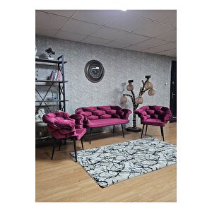 Siyah Boyalı - Bordo Döşeme | Balon Çay Seti | Balkon Koltuk | Berjer | Balkon Çay Seti