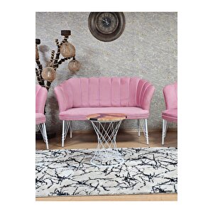 Beyaz Boyalı Tel Ayak Papatya Çay Seti Koltuk Takımı , Balkon, Salon, Ofis, Cafe Koltuk Takımı