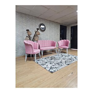 Beyaz Boyalı Tel Ayak Papatya Çay Seti Koltuk Takımı , Balkon, Salon, Ofis, Cafe Koltuk Takımı