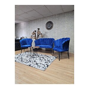 Siyah  Boyalı Tel Ayak Papatya Çay Seti Koltuk Takımı , Balkon, Salon, Ofis, Cafe Koltuk Takımı