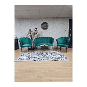 Siyah  Boyalı Tel Ayak Papatya Çay Seti Koltuk Takımı , Balkon, Salon, Ofis, Cafe Koltuk Takımı