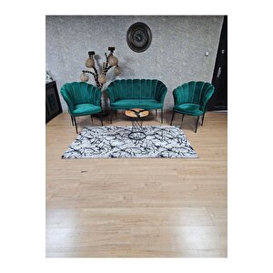 Siyah  Boyalı Tel Ayak Papatya Çay Seti Koltuk Takımı , Balkon, Salon, Ofis, Cafe Koltuk Takımı