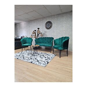 Siyah  Boyalı Tel Ayak Papatya Çay Seti Koltuk Takımı , Balkon, Salon, Ofis, Cafe Koltuk Takımı