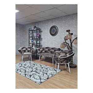 Beyaz Boyalı - Kahverengi Döşeme | Balon Çay Seti | Balkon Koltuk | Berjer | Balkon Çay Seti