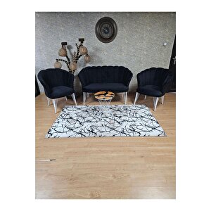 Beyaz Boyalı Tel Ayak Papatya Çay Seti Koltuk Takımı , Balkon, Salon, Ofis, Cafe Koltuk Takımı