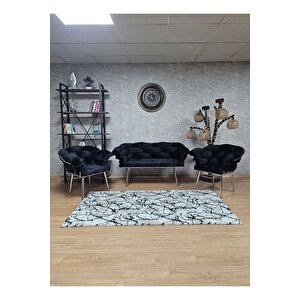 Krom Kaplama - Siyah Döşeme | Balon Çay Seti | Balkon Koltuk | Berjer | Balkon Çay Seti
