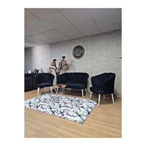 Papatya Çay Seti Koltuk Takımı Beyaz Boyalı Sivriltme Ayak, Balkon, Salon, Ofis, Cafe Koltuk Takımı