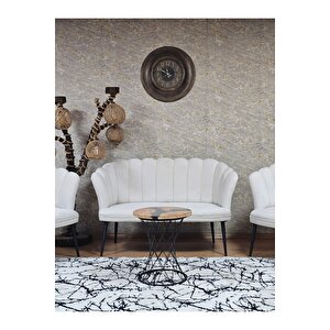 Papatya Çay Seti Koltuk Takımı Siyah Boyalı Sivriltme Ayak, Balkon, Salon, Ofis, Cafe Koltuk Takımı