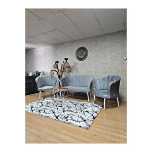 Papatya Çay Seti Koltuk Takımı Beyaz Boyalı Sivriltme Ayak, Balkon, Salon, Ofis, Cafe Koltuk Takımı